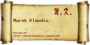 Marek Klaudia névjegykártya